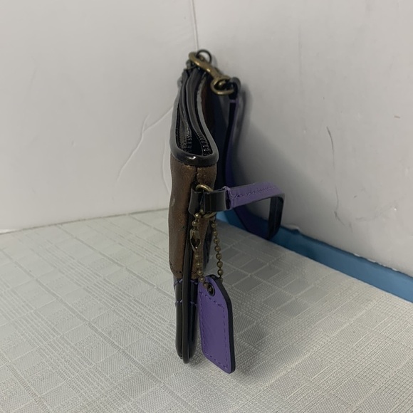 Coach Patchwork Brown Purple Leather Wristlet - Picture 4 of 9